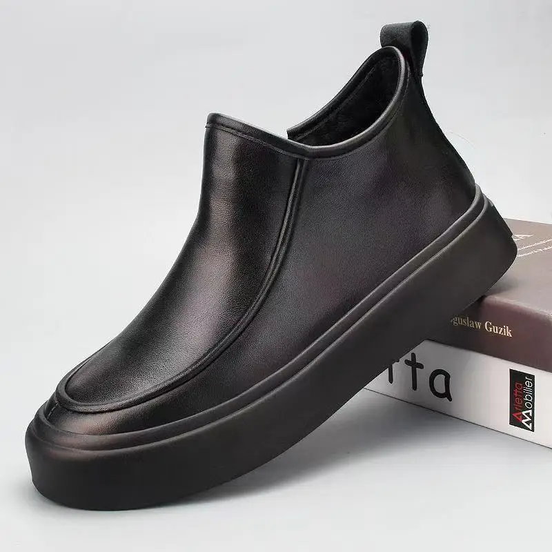 

2025 Men's Ankle Boots Synthetic Leather British Style Mid Top Formal Casual Dress Shoes for Dad & Teen Boys