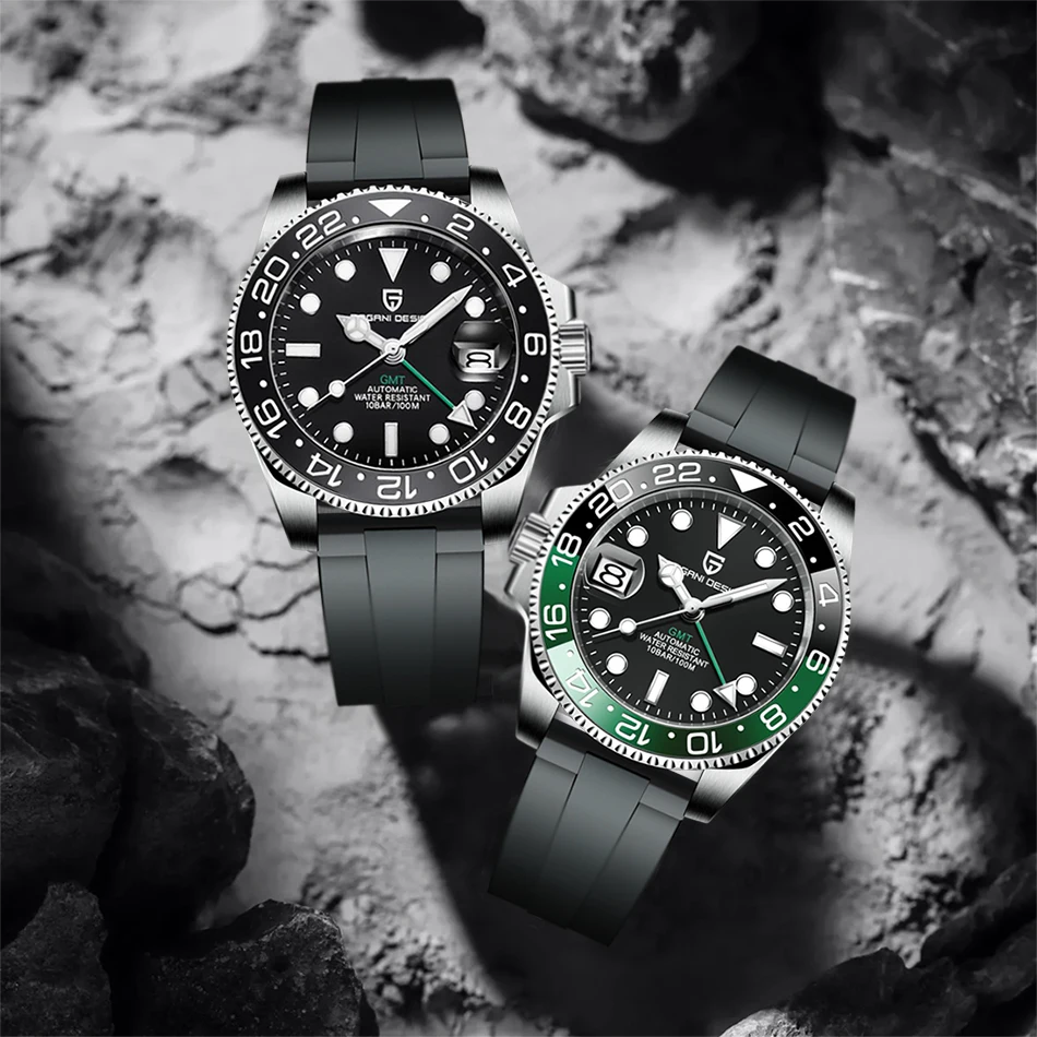 PAGANI DESIGN 40mm GMT Men's Mechanical Watches 100M Waterproof Top Brand Sapphire Glass Stainless Steel Business Men's Watch