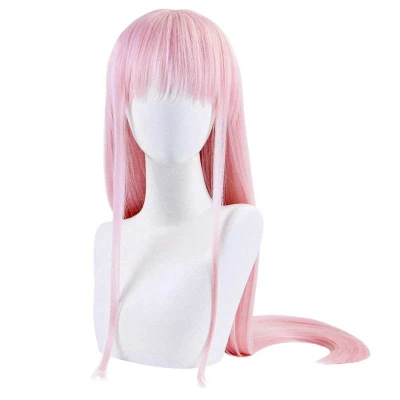 Anime DARLING in the FRANXX 02 Cosplay Wig Zero Two Wigs Without Headwear Role Play Pink Color Cos Perucas Synthetic Wig
