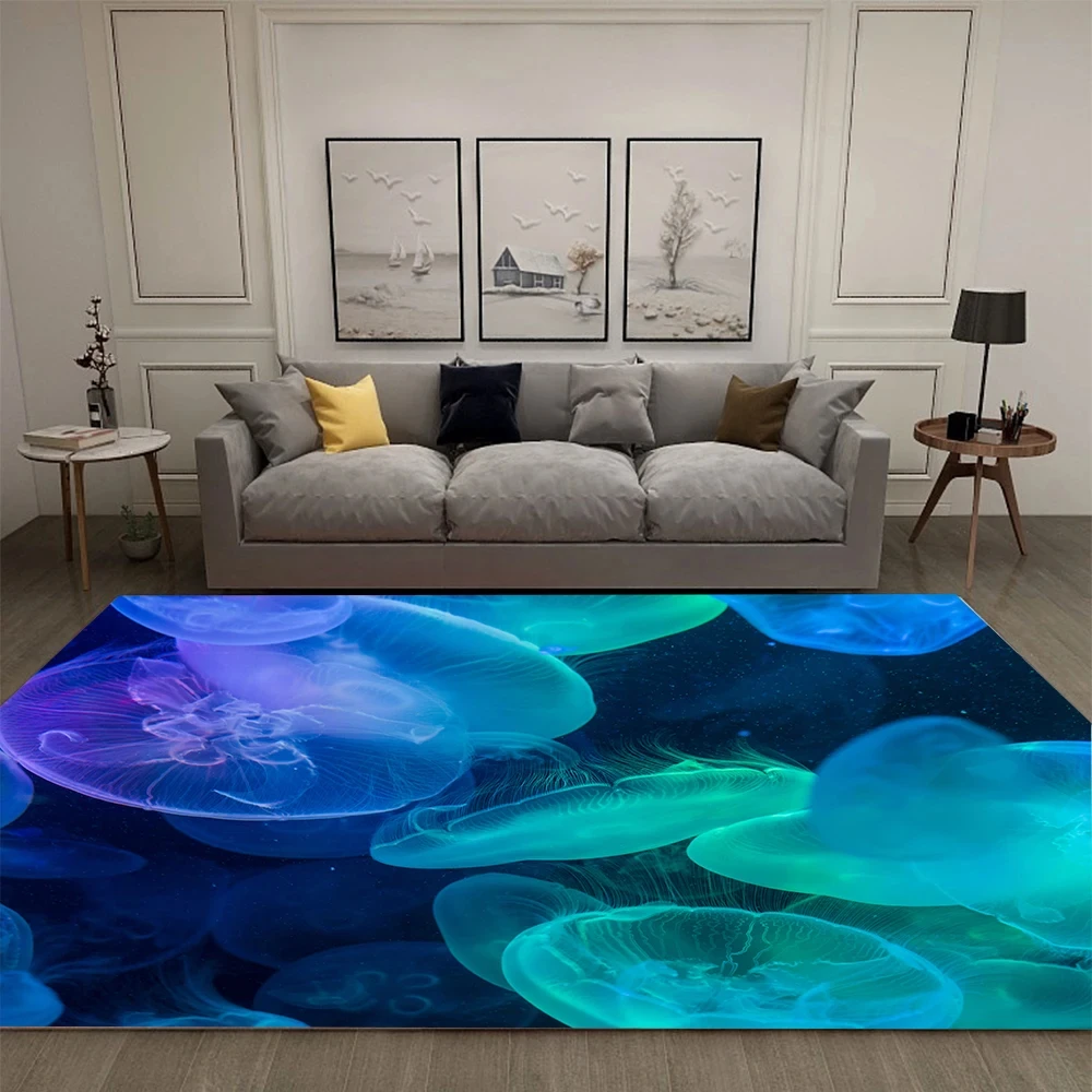 Sea Life Jellyfish Pattern Rug Nordic Bedroom Rug Living Room Home Decor Kitchen Bathroom Non-Slip Floor Mat Hallway Doormat