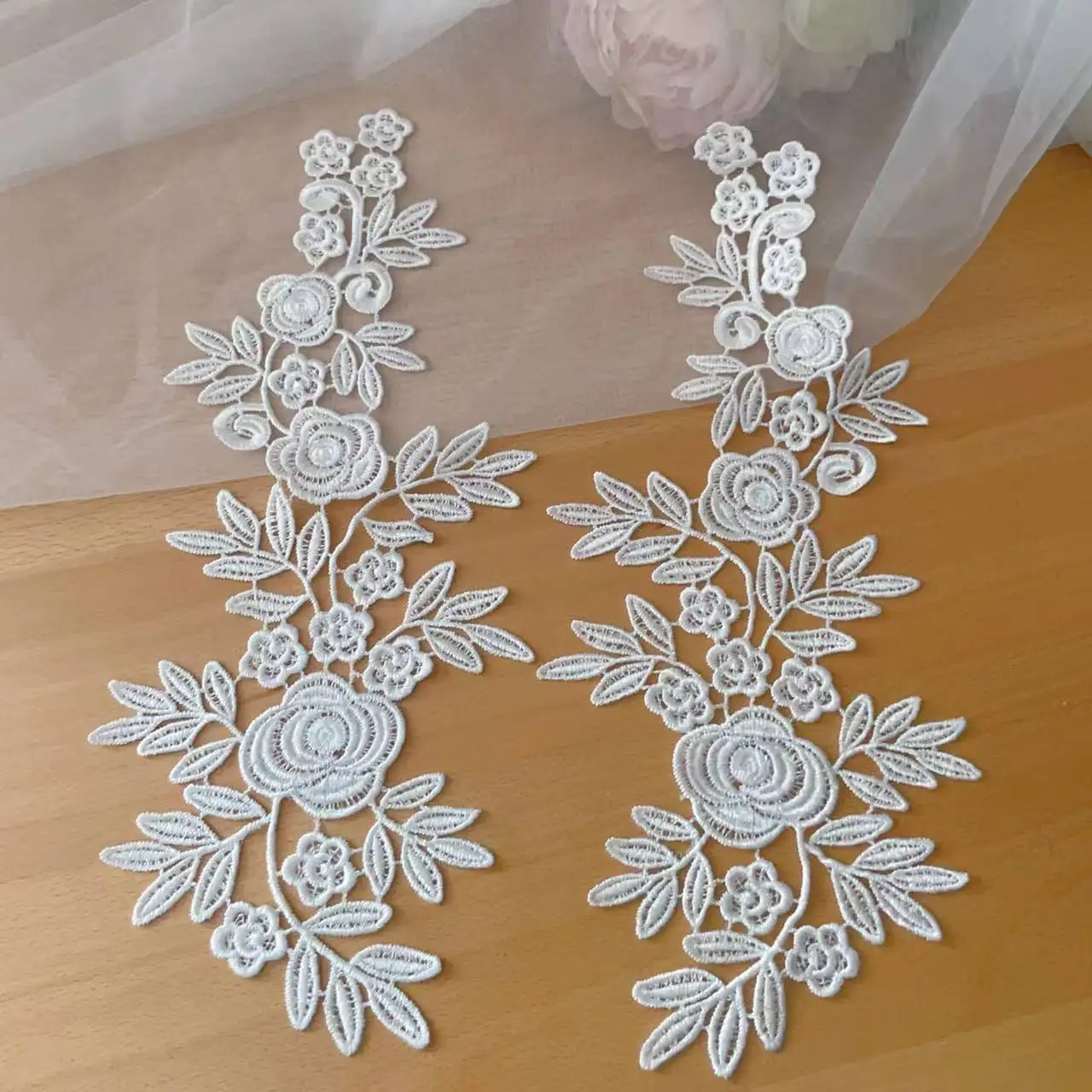 10 Stück = 5 Paare. Wasserlösliche Spitzenstickerei für Hochzeitskleider, Applikationen, handgefertigte DIY-Spitzenkleidung, Nähzubehör – Detail 11