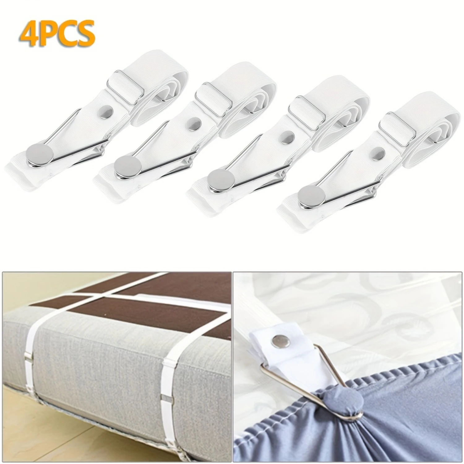 4pcs Bed Sheet Holder Straps Adjustable Fitted Sheet Clips Non-slip Bed Sheet Fastener Suspenders Elastic Mattress Pad Gripper S