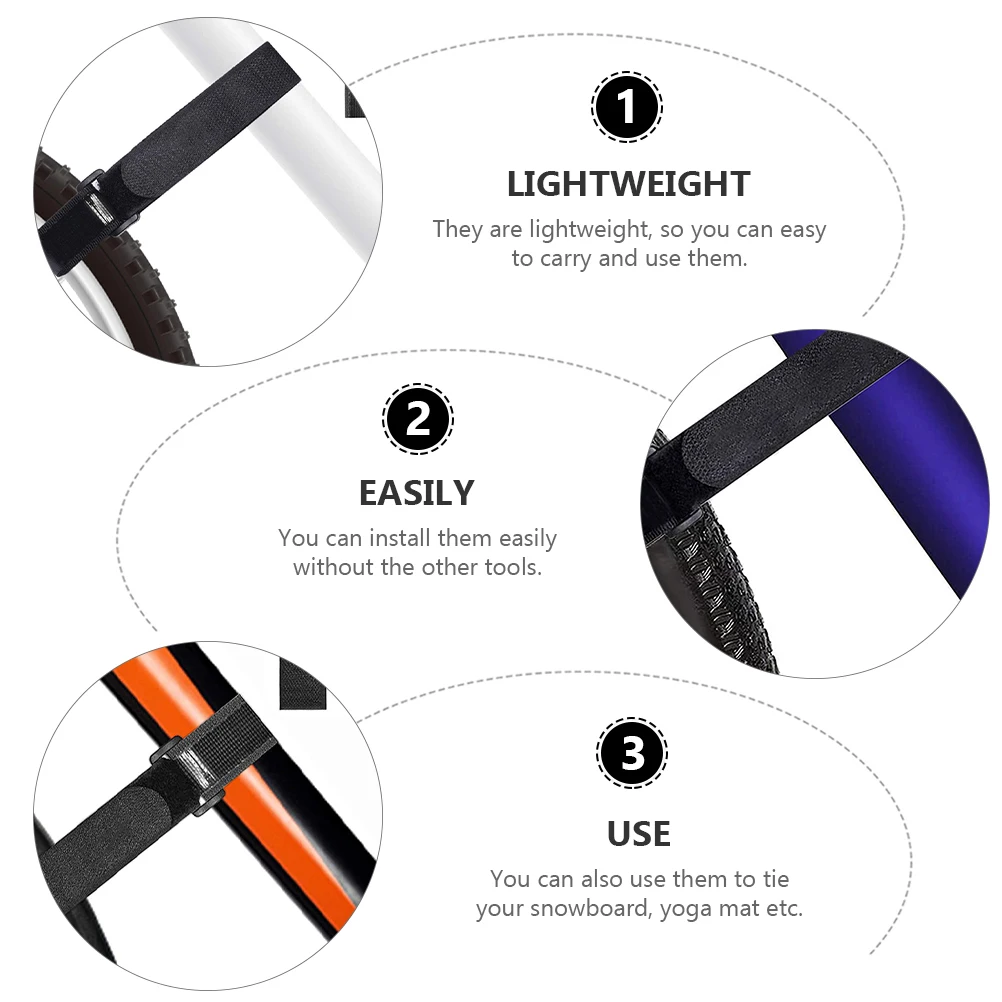 

4pcs Bike Wheel Fixing Bands Anti-Slip Straps Durable Nylon Lightweight Wheel Lock Tying Strap For Snowboard Yoga Mat Cycle Rack