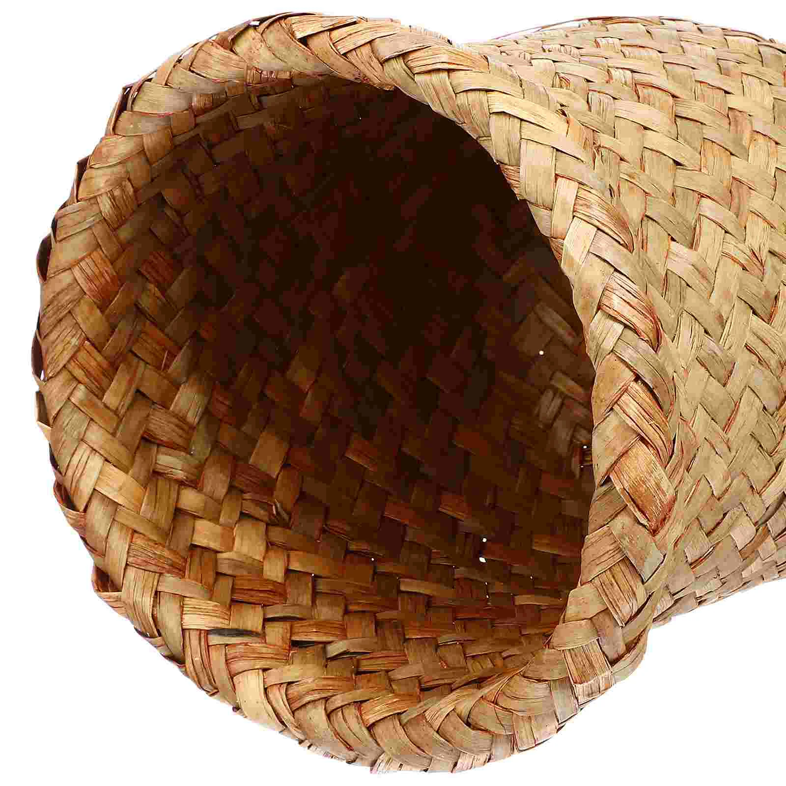 Wicker Planter Basket Wastebasket Trash Can House Accessories for Home Blanket Household Office