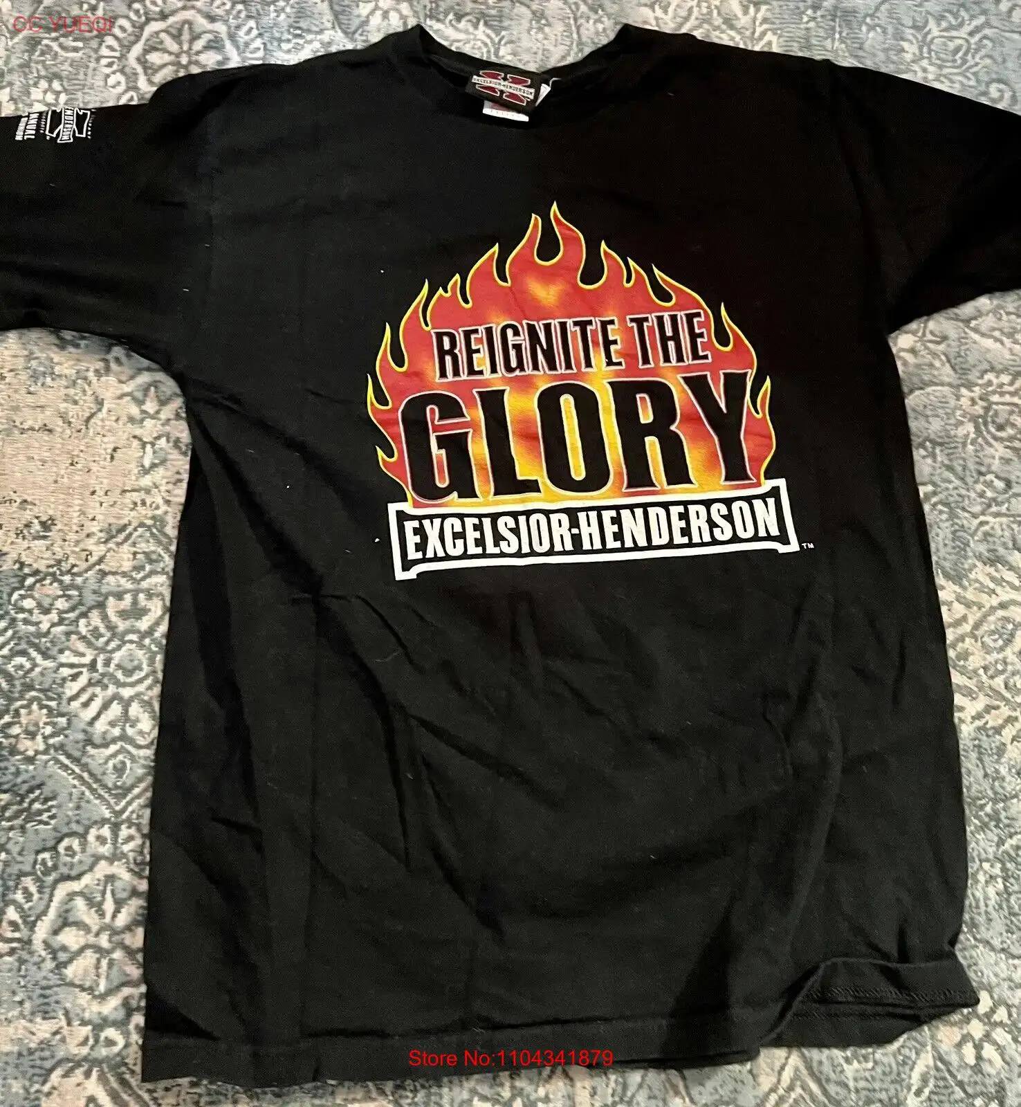 Vintage 1999 Excelsior Henderson Motorcycle Reignite the Glory Black T-Shirt L