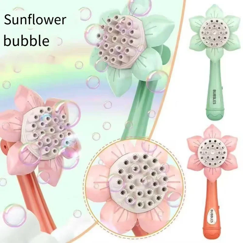New model children's handheld sunflower-shaped bubble machine - fully automatic, non-toxic, festive gift, outdoor toy