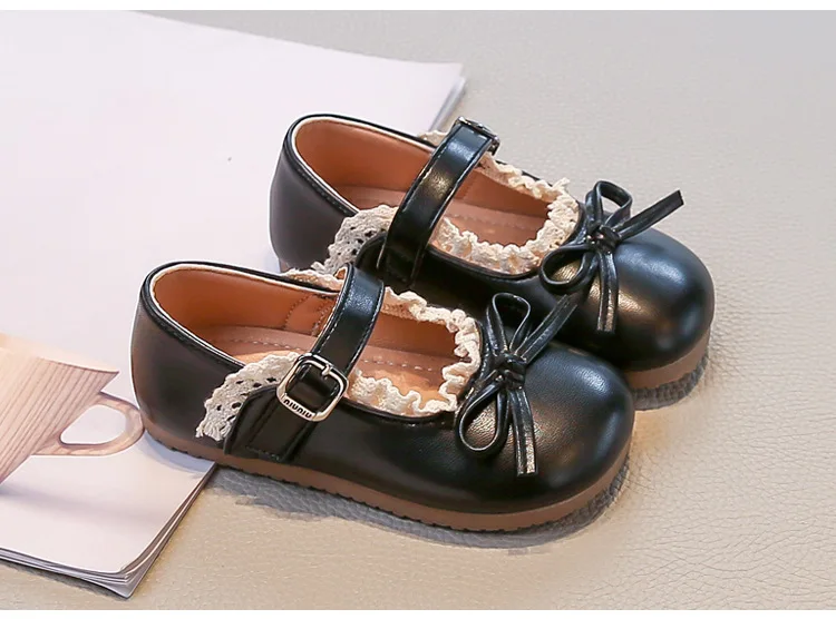 Mädchen Frühling Herbst Schleife Weiche Sohle PU-Lederschuhe Kinder Rutschfeste Spitzenbesatz Loafer Atmungsaktive Mary Jane Schuhe Kinder Freizeitschuhe – Detail 9