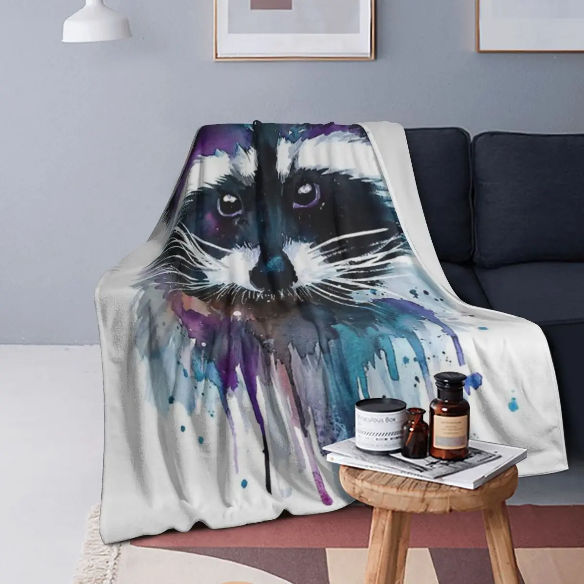 Little Raccoon Buddy Panda Blanket Soft Warm Flannel Throw Blanket Cover for Bed Living room Picnic Travel Home Sofa