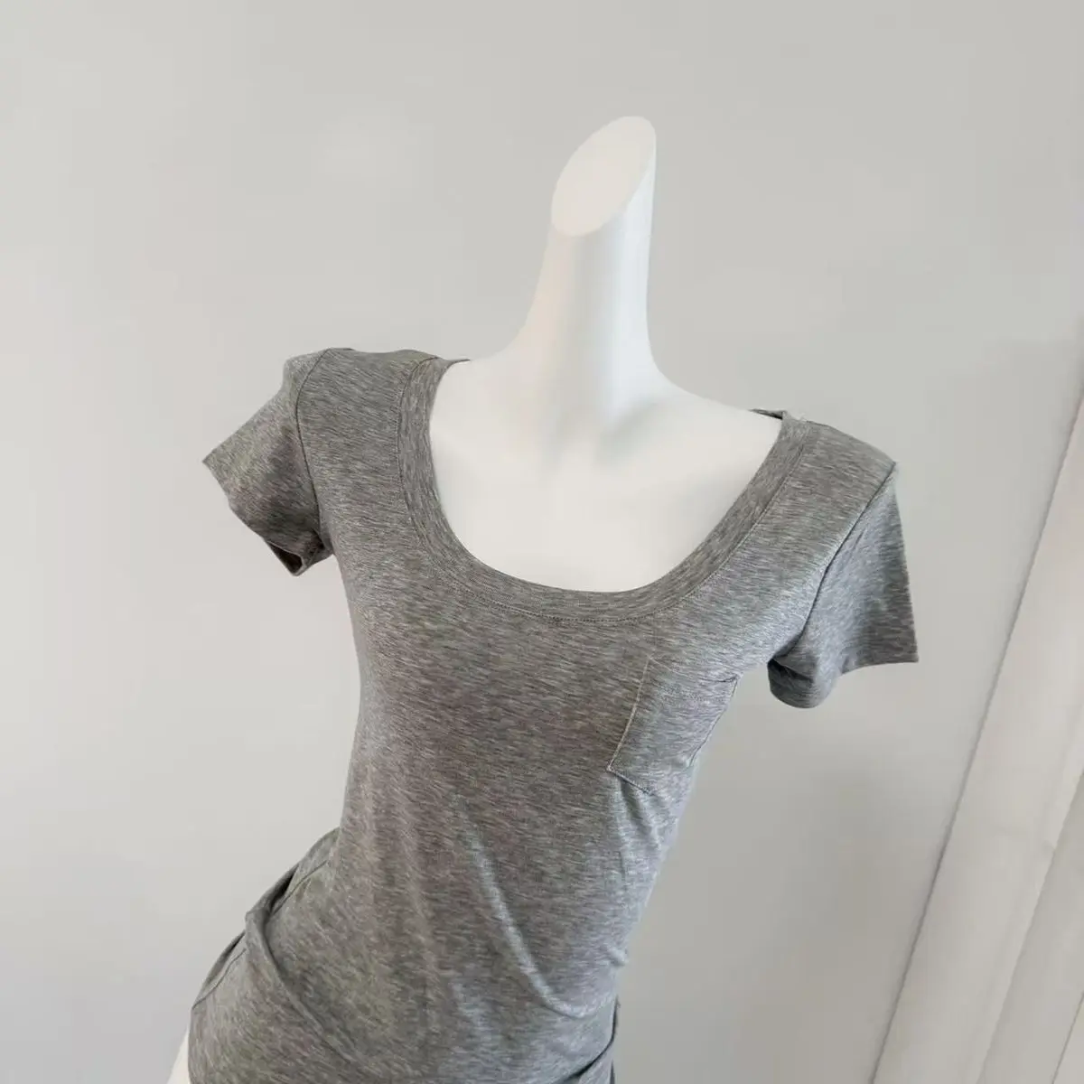 Skin-Centering Modal Milk-Scarf T-Shirt Short-Sleeved Slim-Fit Korean Style Women's Summer Top Breathable Comfortable round Neck