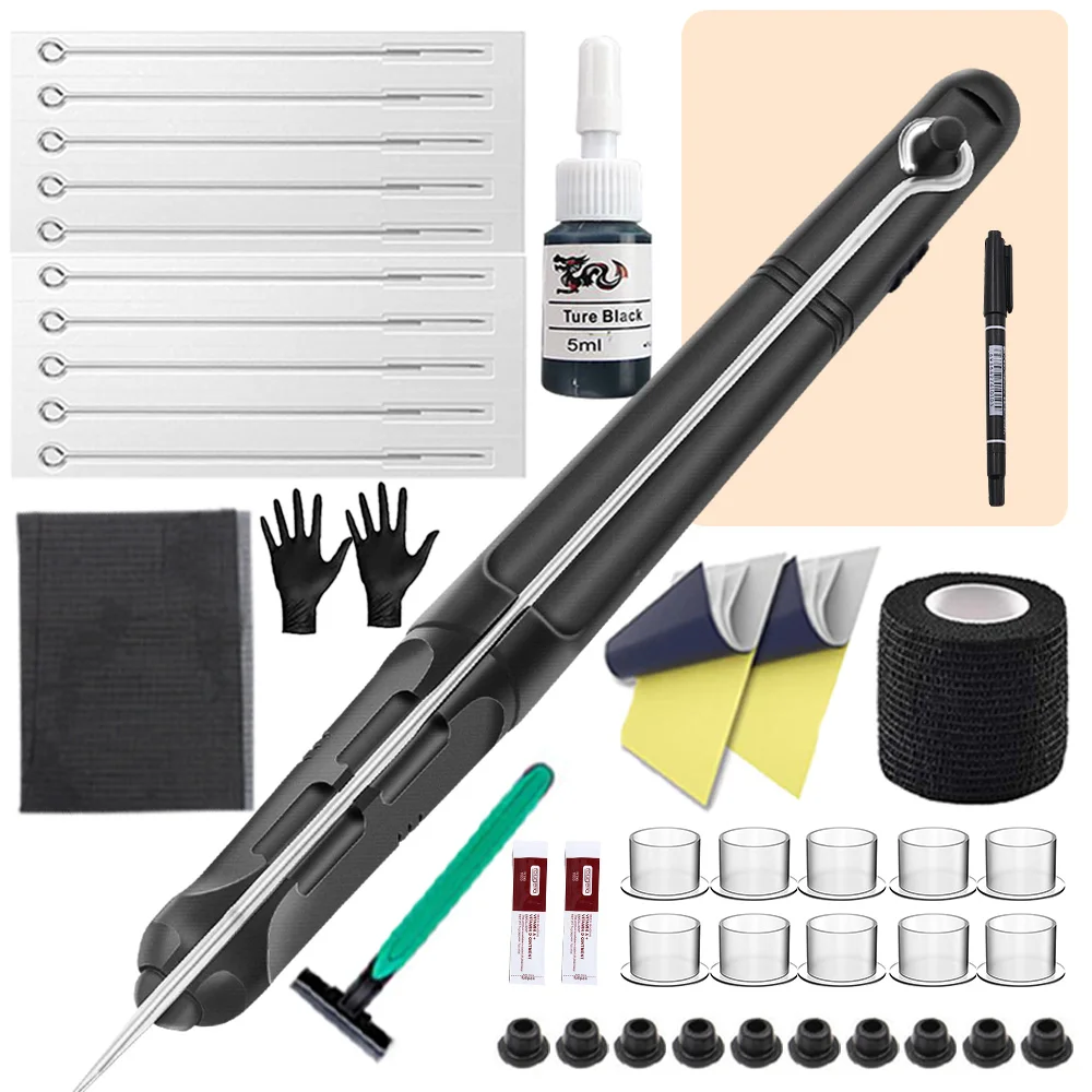 

3D Hand Poke and Stick Tattoo Kit DIY Stick Poke Tattoo Ink Needles Set for Tattoo Beginners Practice Set Hand Poke Tool
