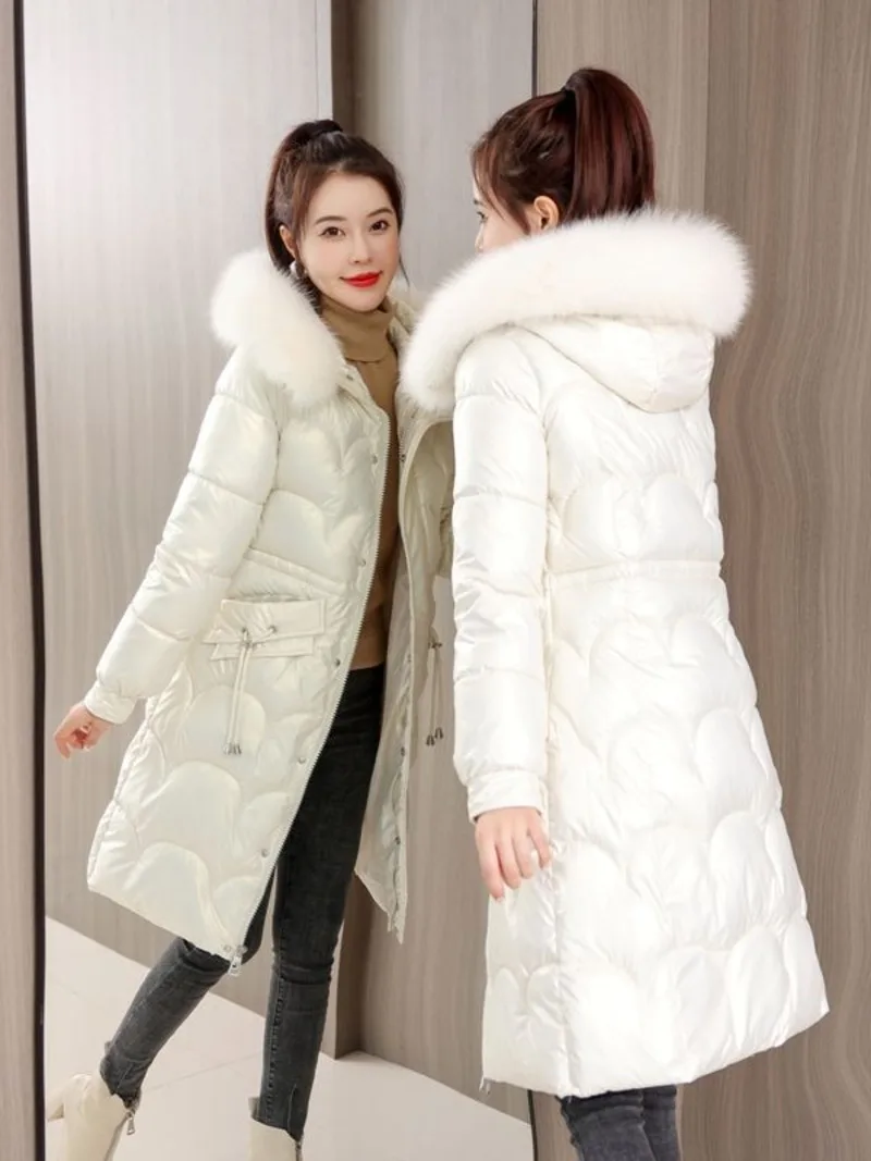 2023 New Winter Jacket Parkas Women Coat Fur Collar Hooded Overcoat Female Jacket Thick Warm Cotton Padded Puffer Parka Outwear