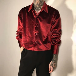 2024 Spring And Autumn New High-Quality Shiny Long-Sleeved Gold Velvet Shirt Unisex Fashionable Temperament Casual Shirt Jacket