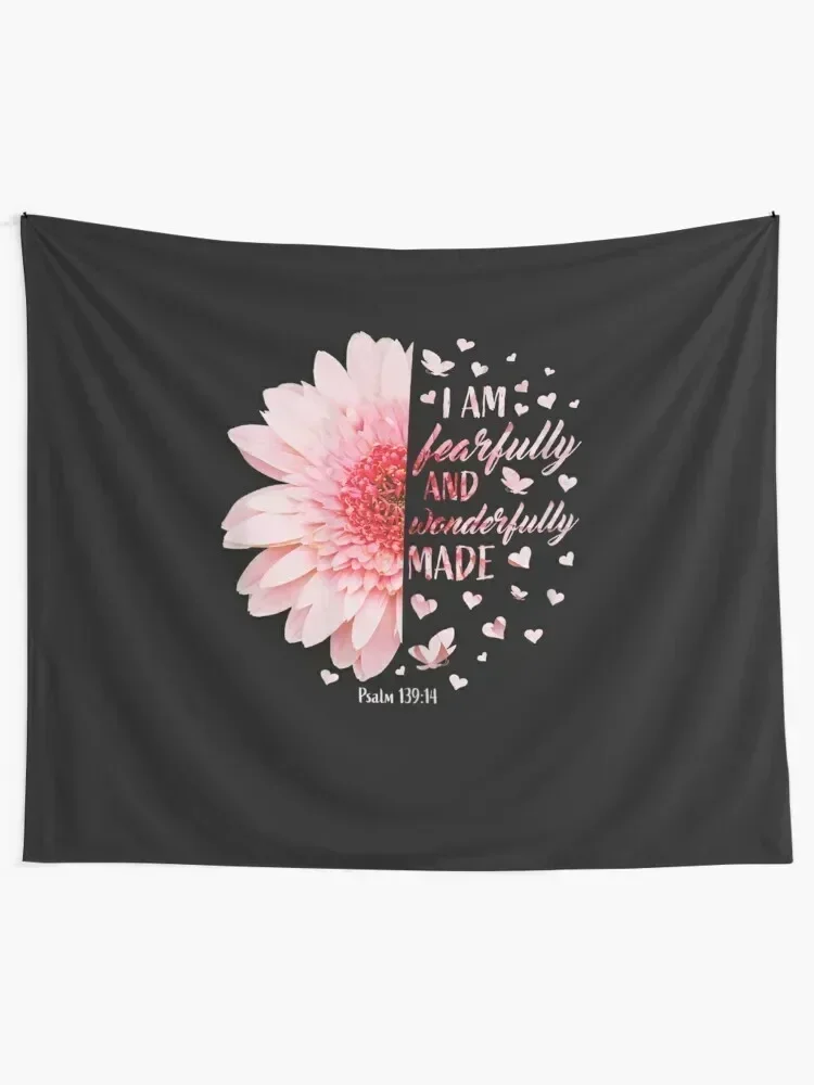 Christian Bible Verse Fearfully And Wonderfully Made Tapestry Bedroom Decor Aesthetic Decoration Wall Tapestry