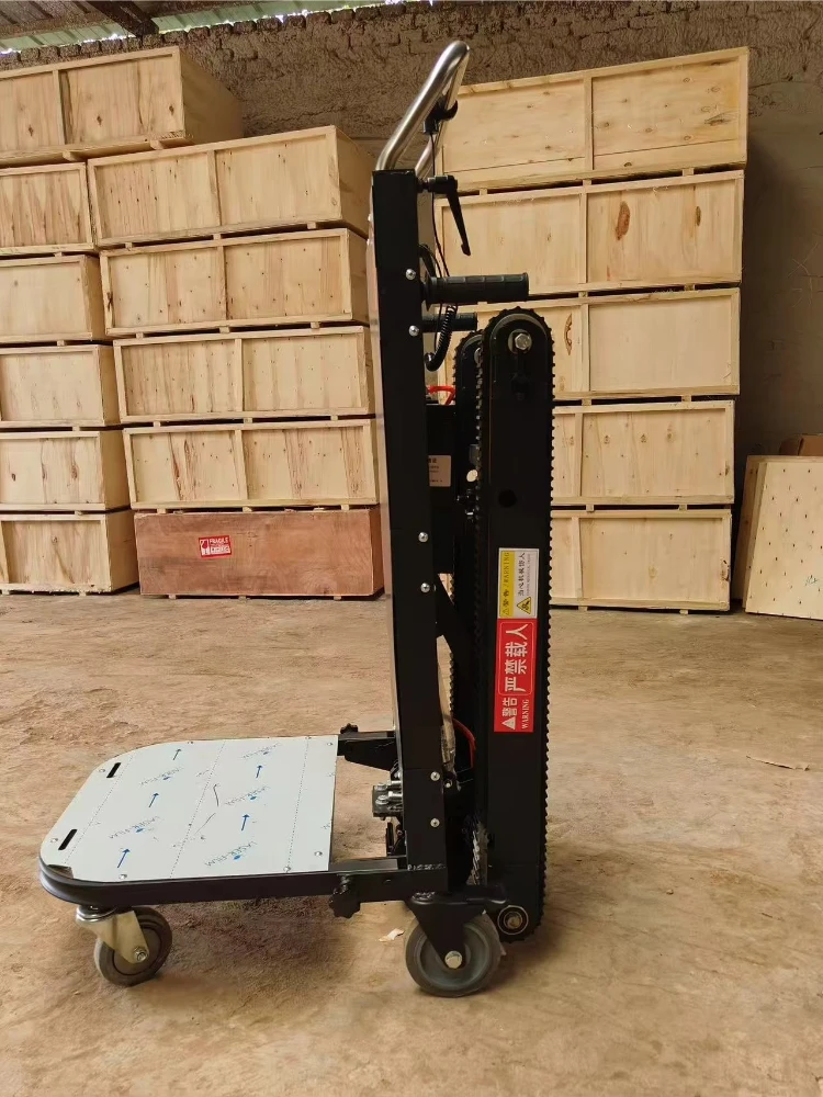 Belt Customizable OEM Support Cargo Transport Crawler Steel Electric Stair Climber Trolley with Four-Wheel Foldable Platform