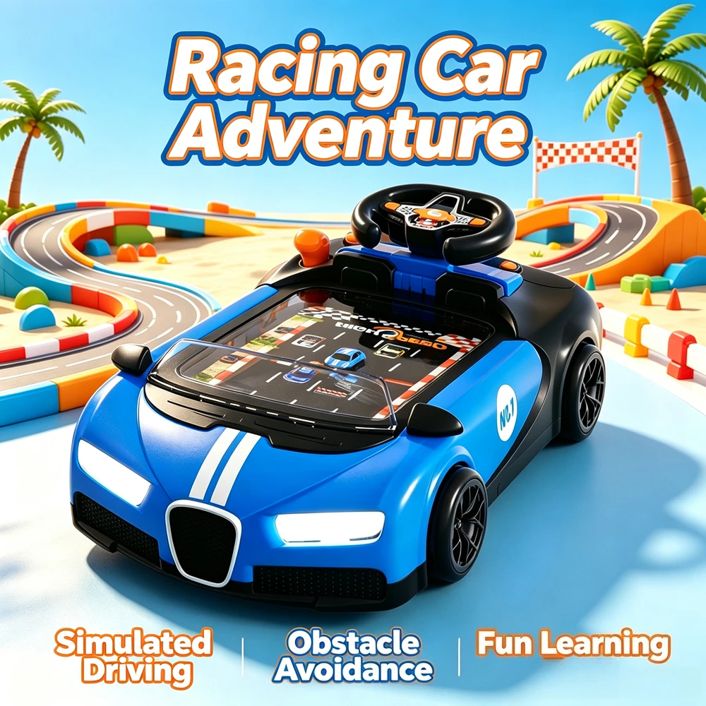 New Racing Car Adventure Driving Simulation Toy, Tabletop Steering Wheel Obstacle Avoidance Game Console Birthday Gift