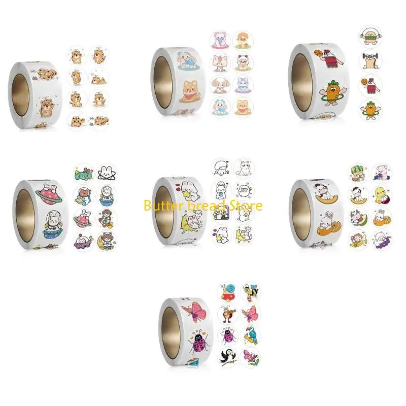 W89C 500 PCS/Roll Animal Stickers