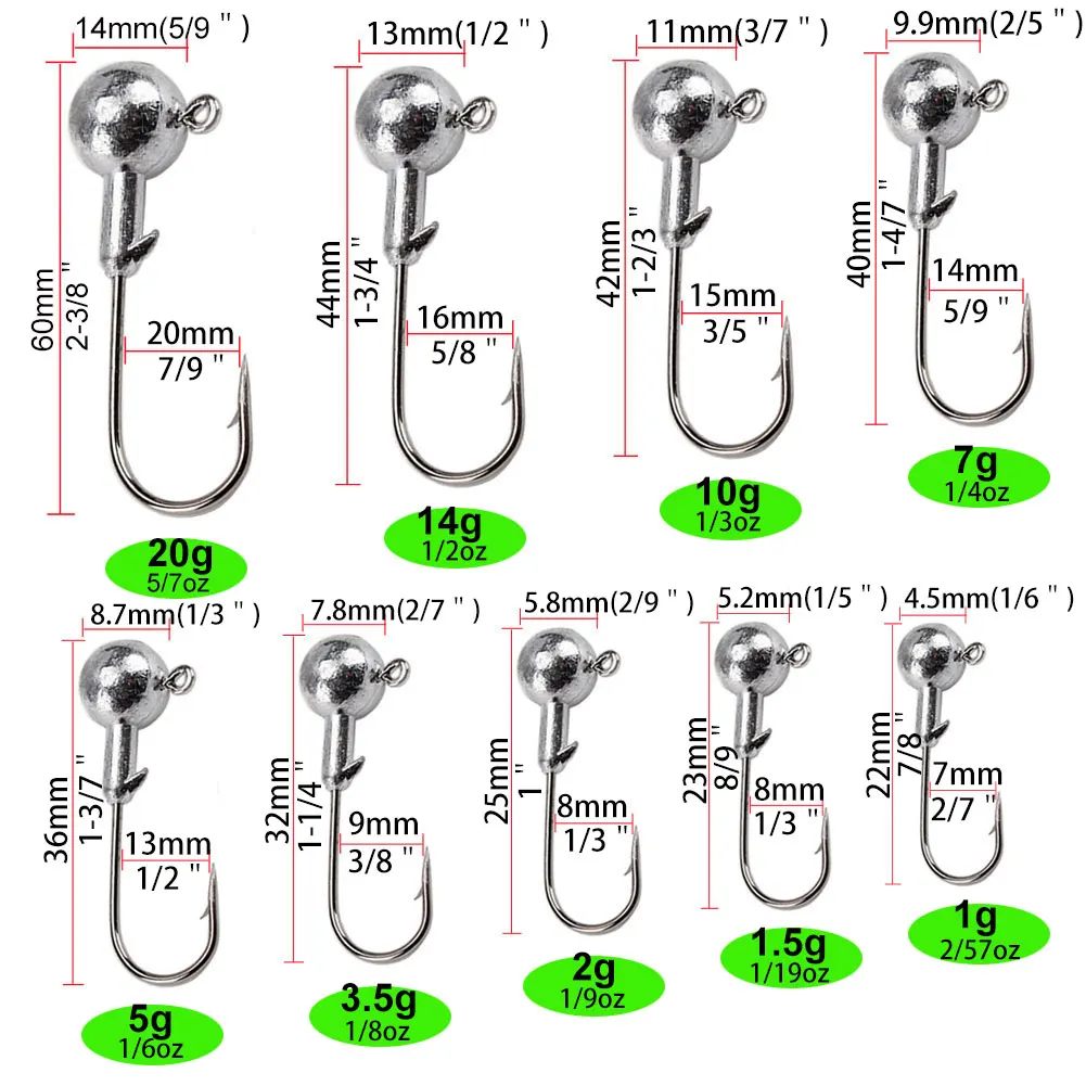 10-500PCS Unpainted Jigheads 1g-20g Lead Jig Head Fishing Hook Jig Hooks For Soft Baits Worms Carbon Steel Fishhooks