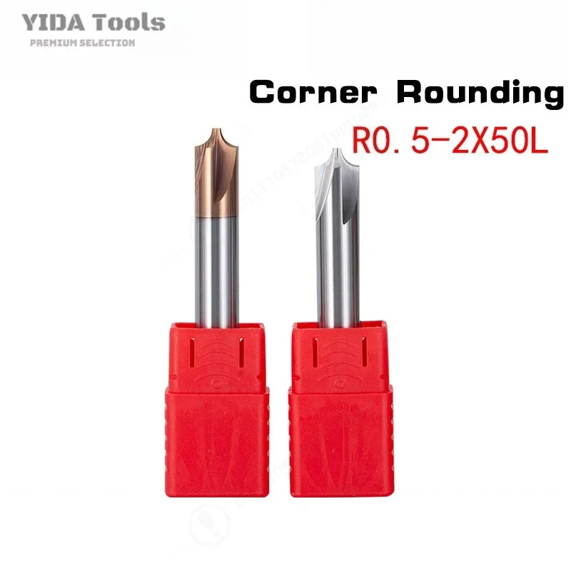 1pcs Corner Rounding Cutter R0.5-R2 50L inner radius chamfer tools solid carbide end mills deburring Router Bit
