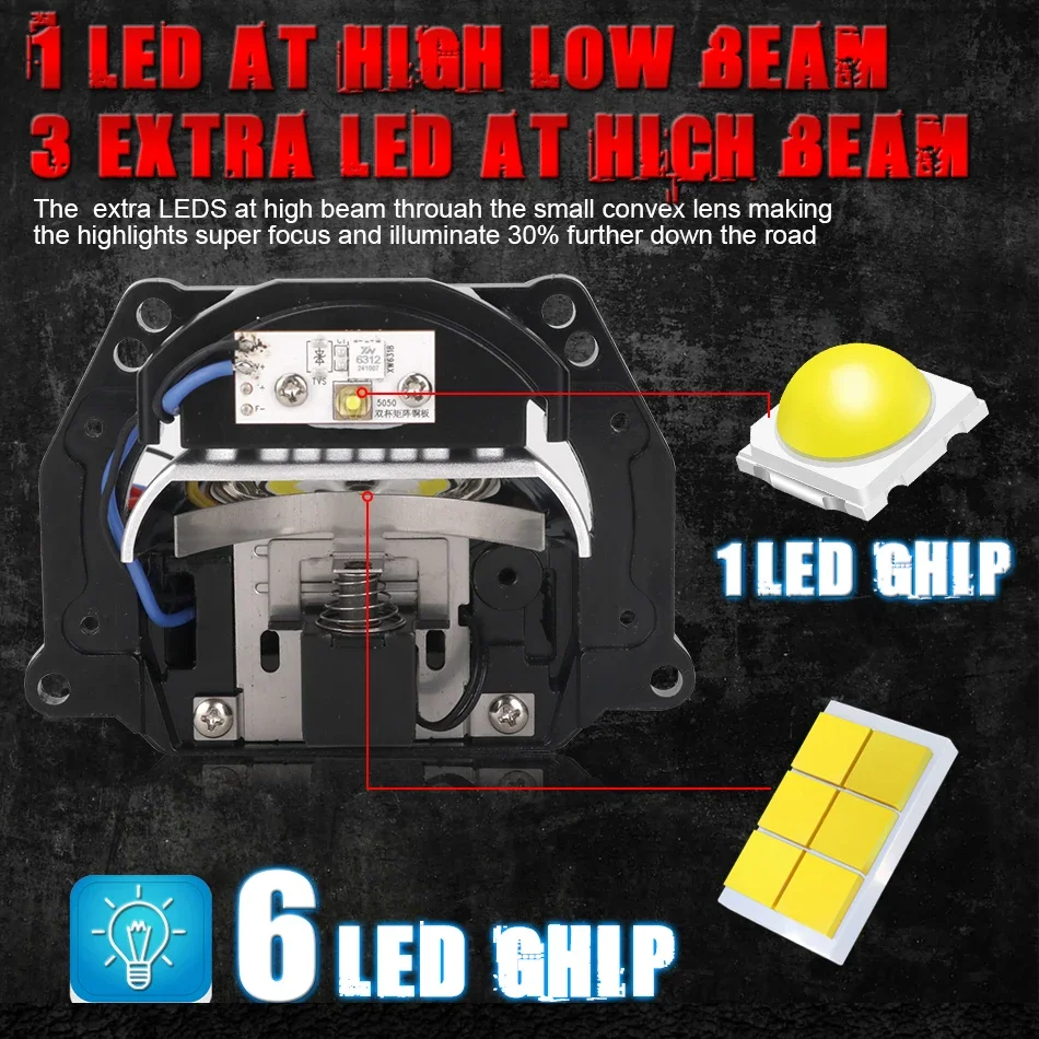 Bi LED Projector Lenses 3 Inch For Hella Headlight Hyperboloid Dual Lens High Beam Laser 6000K Auto Lamp Car Light Retrofit Kit