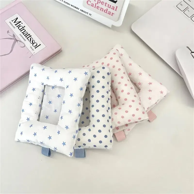 Cute Padded Star Polka Dots Card Holder Photocard Holder Idol Photo Display Protect Storage Card Keychain Bag Pendant Keyring
