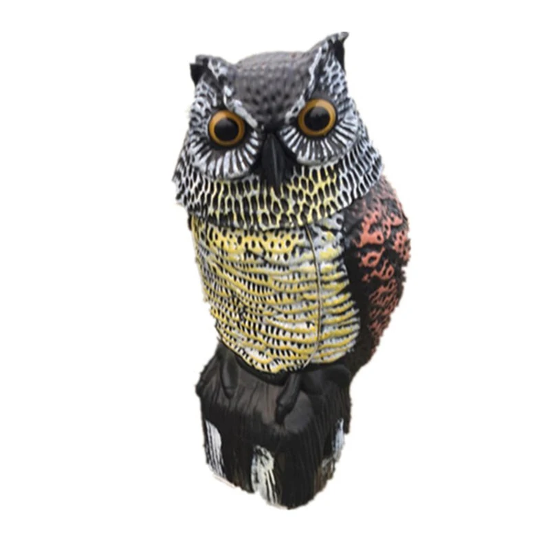 Fake Horned Owl Statues Bird Scarecrow Decoy Deterrents Nature Enemy Pest Repellent Garden Yard Realistic Scarer Control Sound