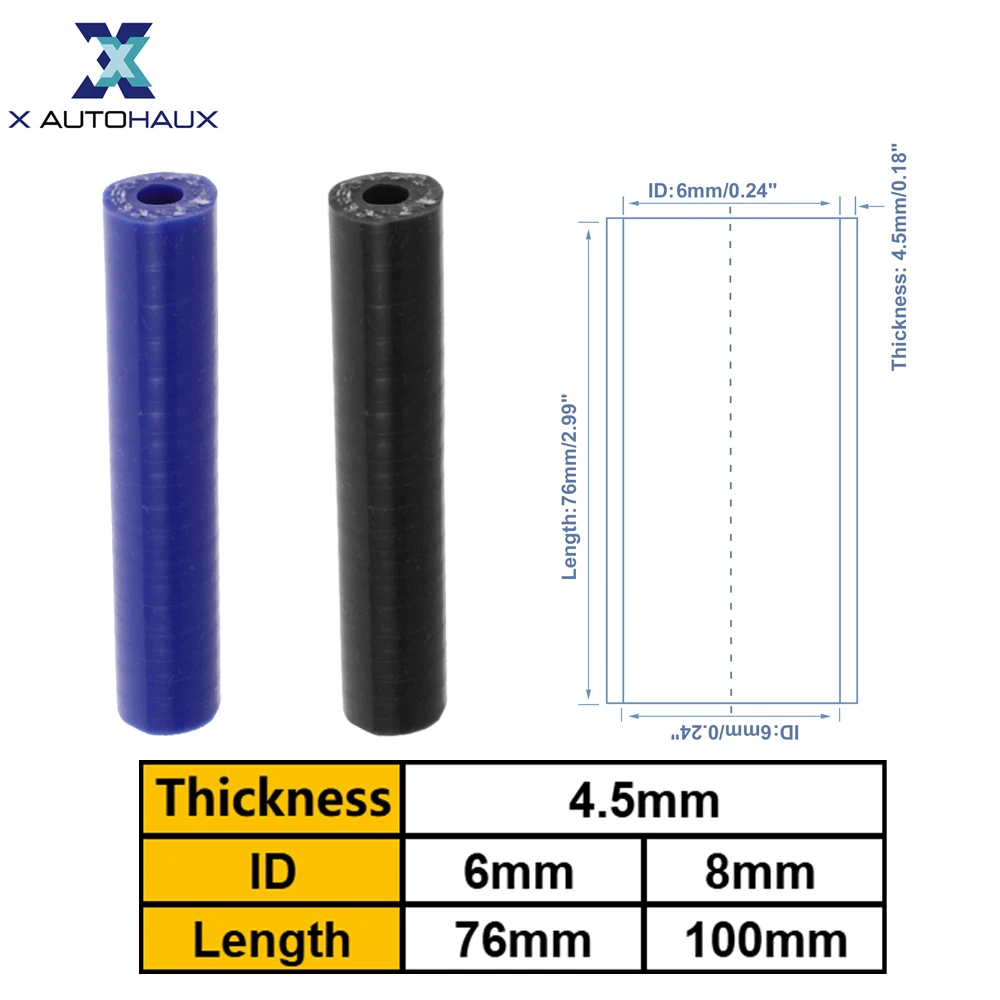 

X Autohaux 6 мм 8 мм внутренний диаметр 0 градусов, прямая муфта, силиконовый шланг, 3 слоя ткани, обогреватель интеркулера, турбокомпрессор, воздухозаборная труба