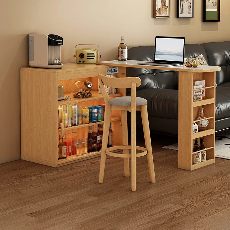Japanese-style rock slab pattern bar table, premium partition household living room, multi-functional locker, island table