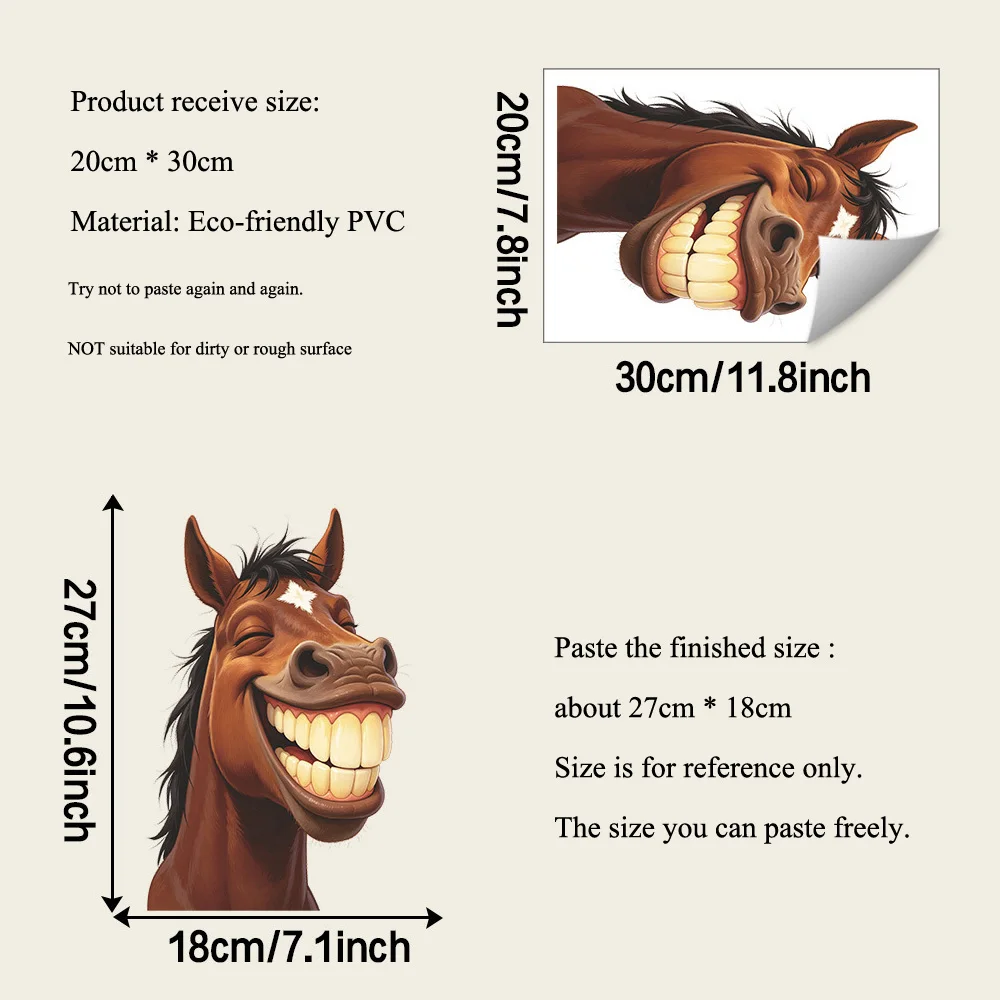 Funny Grinning Horse Wall Sticker Interesting Living Room Decoration Mural Bedroom Bathroom Decor Self-adhesive Toilet Decals