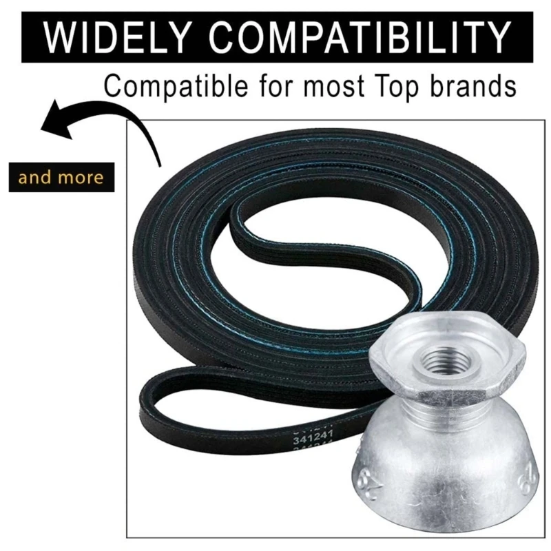   Dryer Belt 341241 and Motor Pulley 80661 for Efficient Quiet Drying Performances