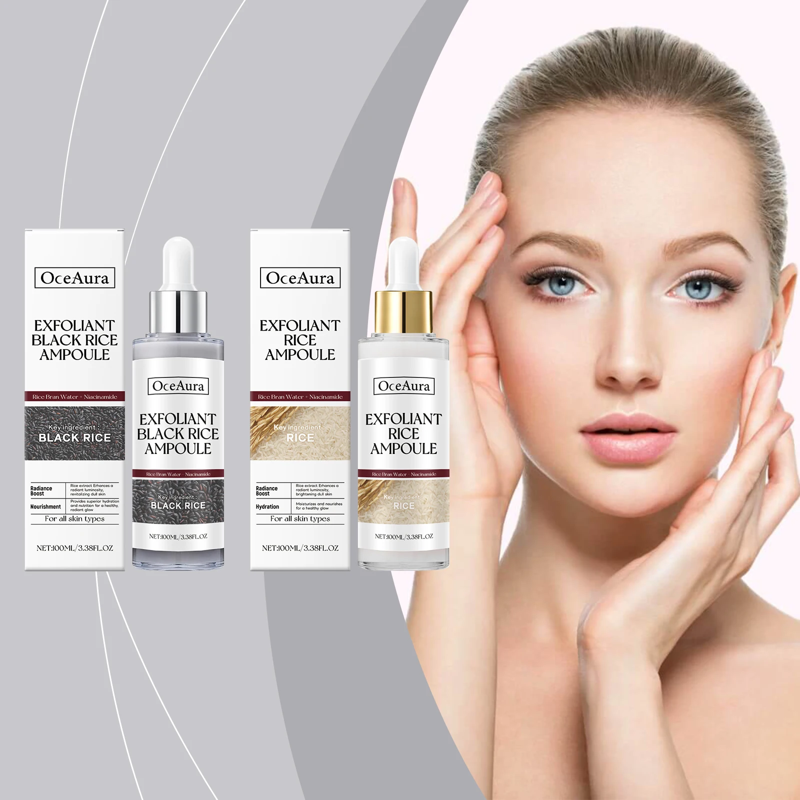 

Rice Exfoliating Serum Dead Skin Remover Facial Glowing Replenisning Oil Control Shrink Pore Hyaluronic Acid Brightening Serum