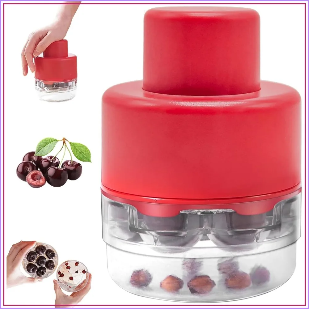 7-in-1 Cherry Pitter Tool – Push-Type Cherry Corer for Jam, Baking & More, Easy Clean, Red