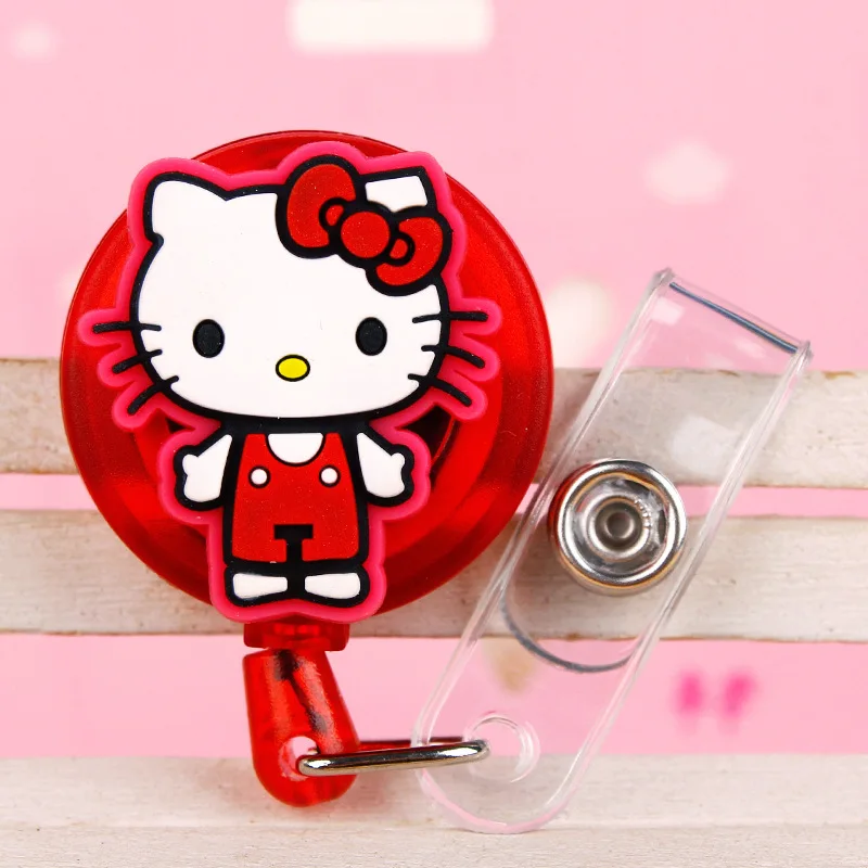 Hello Kitty Melody Kuromi for ID Card Holder Scalable Toggle Clip Employee Card Doctor Nurse Chest Card Student Bus Card Holder