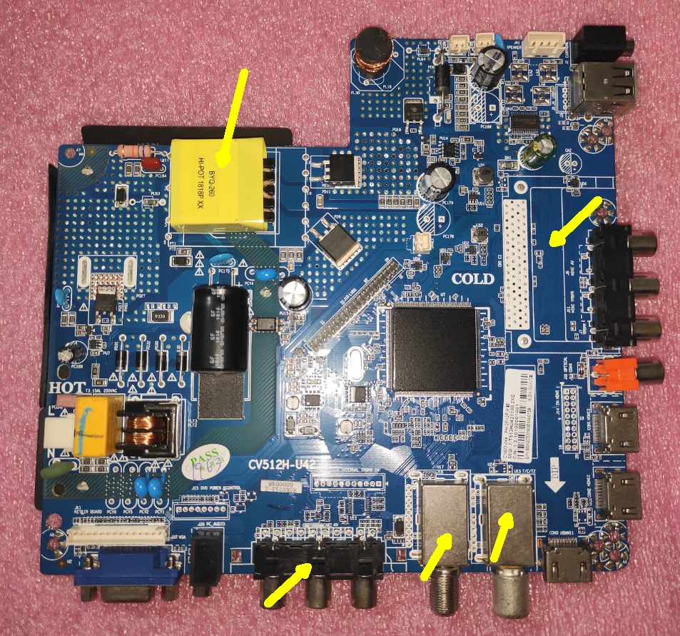 Placa base de TV CV512H-U42, tres en uno, múltiples interfaces diferentes, compatible con diferentes pantallas