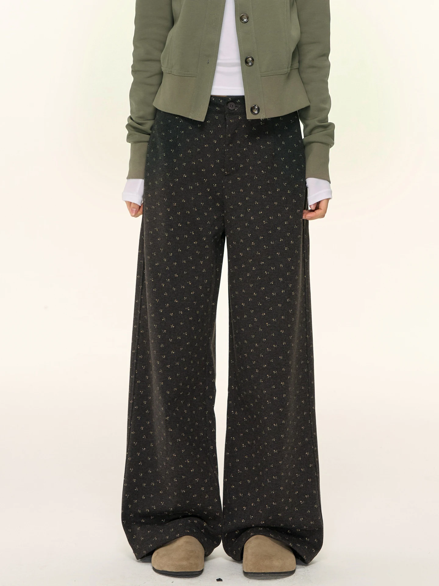 

Женские повседневные брюки Nova B с цветочным принтом, прямые, с высокой талией, в стиле ретро, свободного кроя, длинные, для отдыха