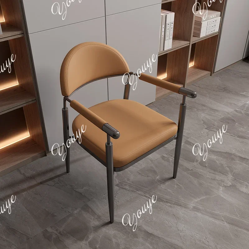 

L-J Italian Light Luxury Art Dining Chair Modern Leather Desk Chair Nordic Home Armrest Back Comfortable