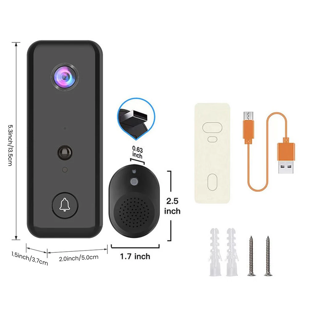 Wireless Doorbell Camera 2-Way 2.4G WiFi PIR Motion Detection Audio Wireless Door Bell HD Live Video Night Vision for Home