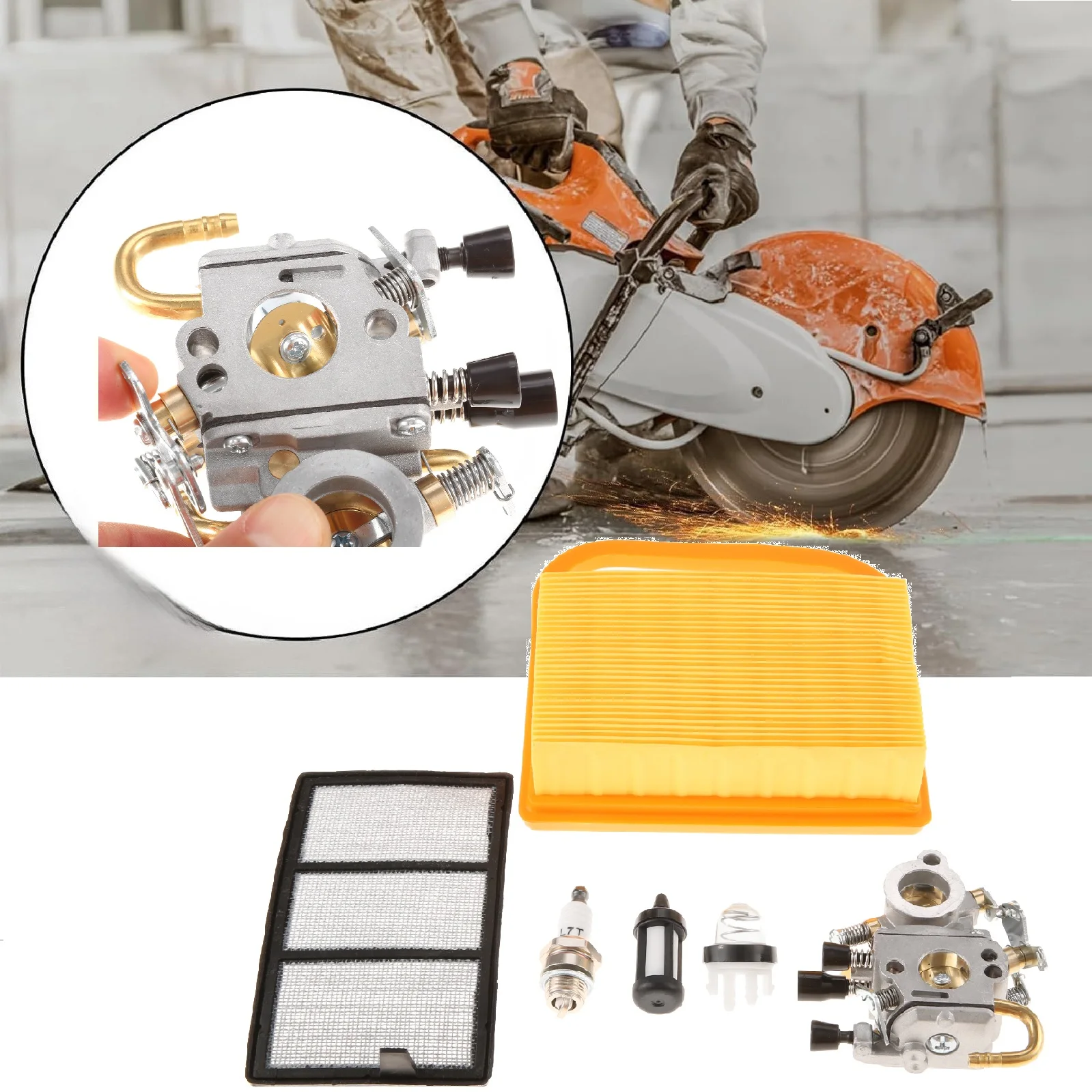 Garden Carburetor Air Fuel Pre Filter Spark Plug Kit for STIHL TS420 TS410Z TS420Z Concrete Cut-Off Saw C1Q-S118 4238-140-4401
