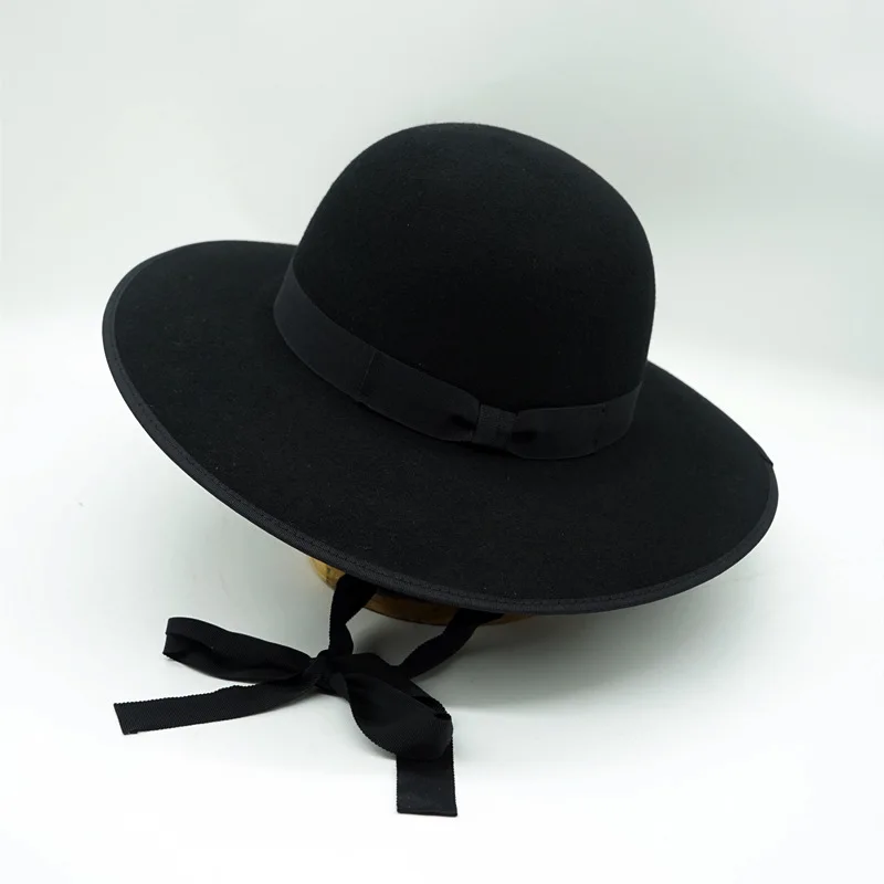 elegant-black-hepburn-style-wide-brim-wool-felt-top-hat-women's-autumn-winter-fashionable-knot-design-british-style-hat