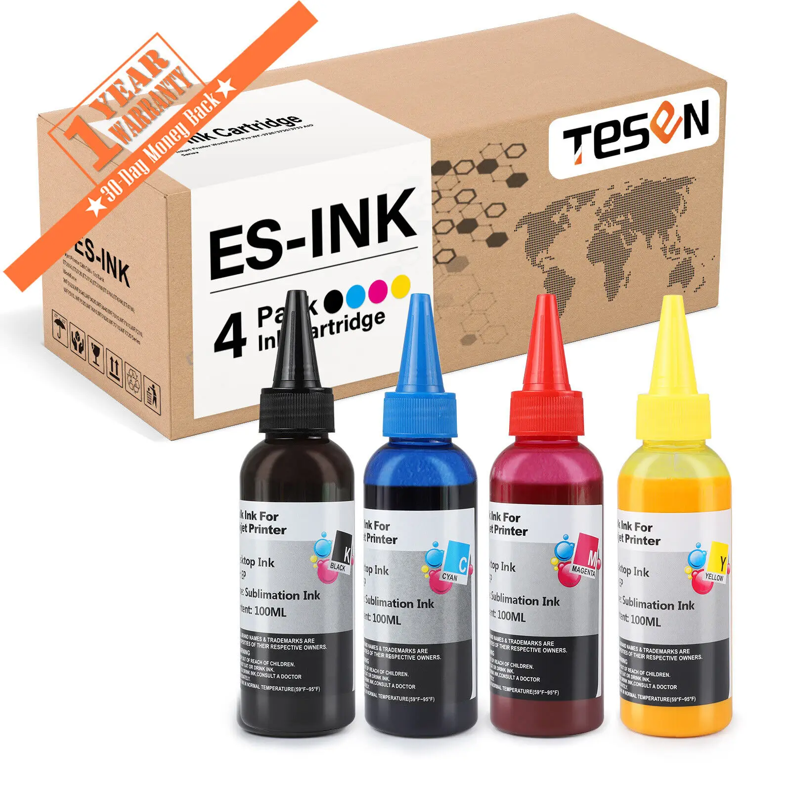 Sublimation Refill Ink Kit (4 PK) for C88 ET2650 ET2720 ET2750 ET2760 ET3760