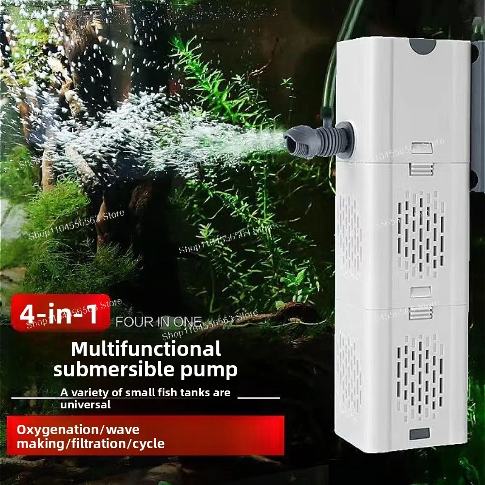 Submersible Aquarium Filter Pump 10W Ultra Silent with Built-in Oxygen Pump 700L/H for 30-40cm Fish Tank