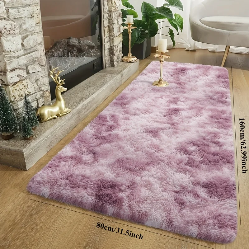 VIKAMA Tie Dye Shaggy Area Rug, Non-Slip Soft Plush Mat, Luxurious Floor Carpet for Living Room Bedroom Home
