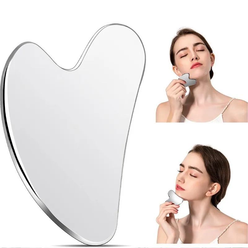 

Stainless Steel Heart Shaped Scraping Plate Metal Scraping For Face Spa Guasha Board Body Back Facial Lift Skin Care Massage Too