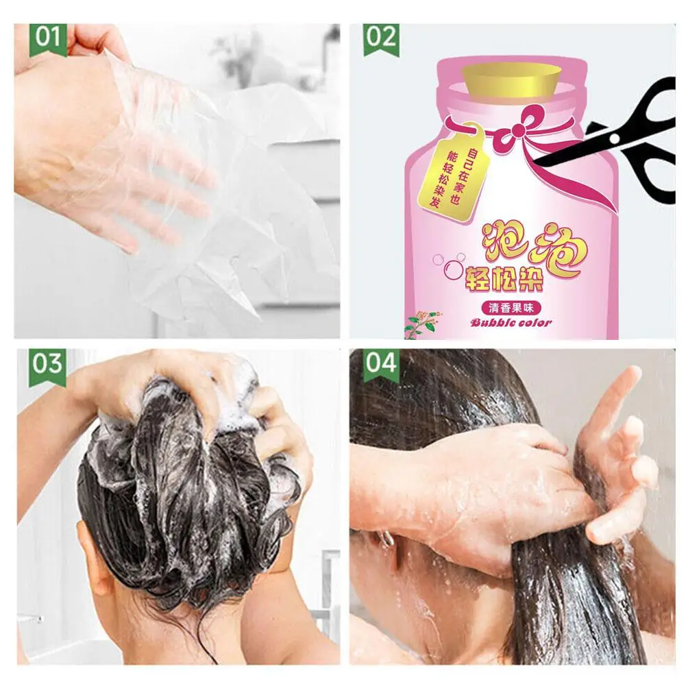 10pcs/box Natural Plant Bubble Hair Dye Shampoo Lazy Bubble Dye Safe Non-irritating Moisturizing Nourishing Hair Beauty Care