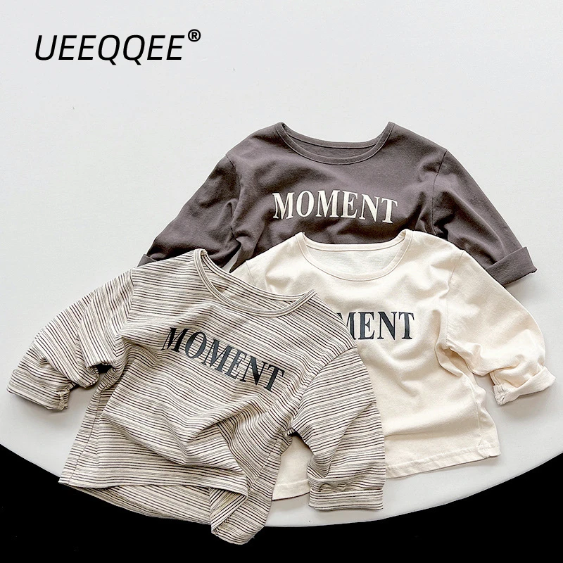 

Cotton Striped Print 2024 Spring Autumn Children T Shirts Casual Boys Long Sleeve Tops Tees Toddler Wear Kids Clothing For 1-8Y