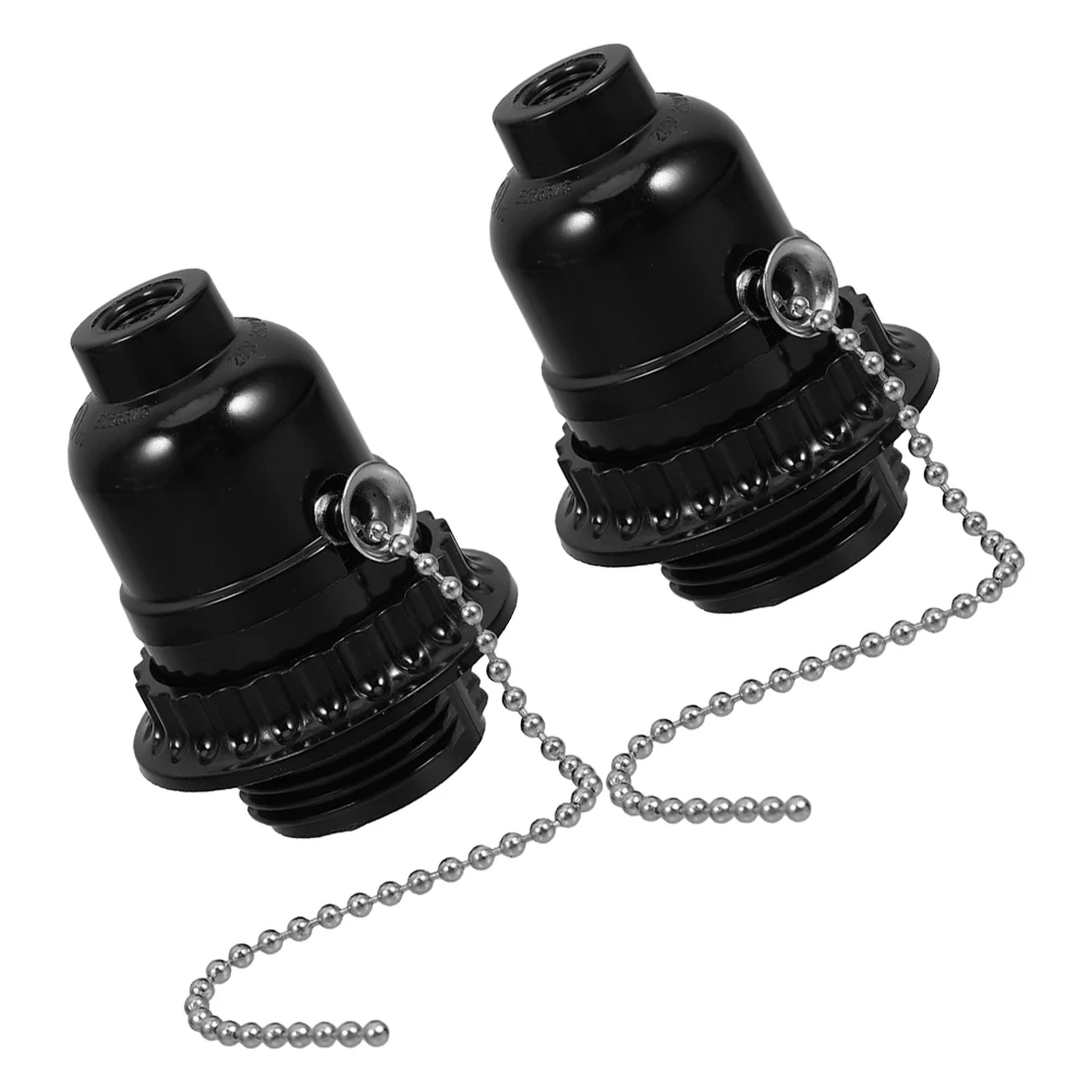 

2 Pcs Head Holder E27 Threaded Vintage Lamp Holders Pull Chain Switch Light Bulb Socket Vintage Holders Ceiling Base Adapter