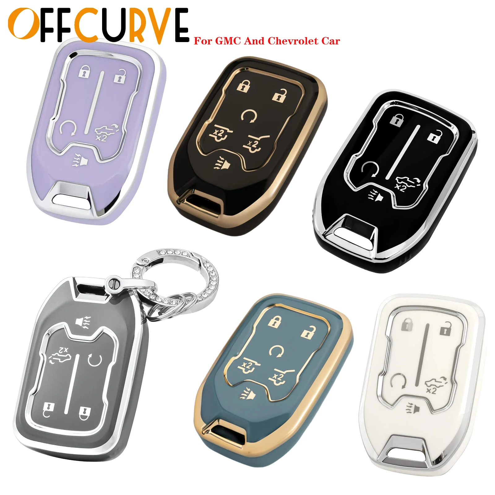 Car Key Cover Case Remote Shell Fob Holder Keychain for GMC Yukon XL Sierra Terrain Acadia for Chevrolet Tahoe 5Buttons