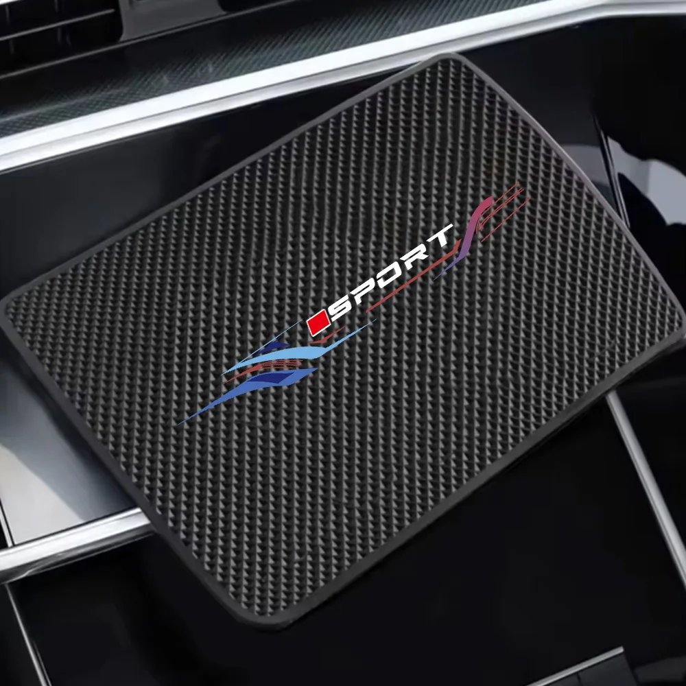 Car Anti-Slip Mat with Colorful Lines, Single Square Red Sports Style, Phone and Key Storage Rack, Dashboard Adhesive Magic Mat, Center Console Storage Mat, Car Interior Accessories