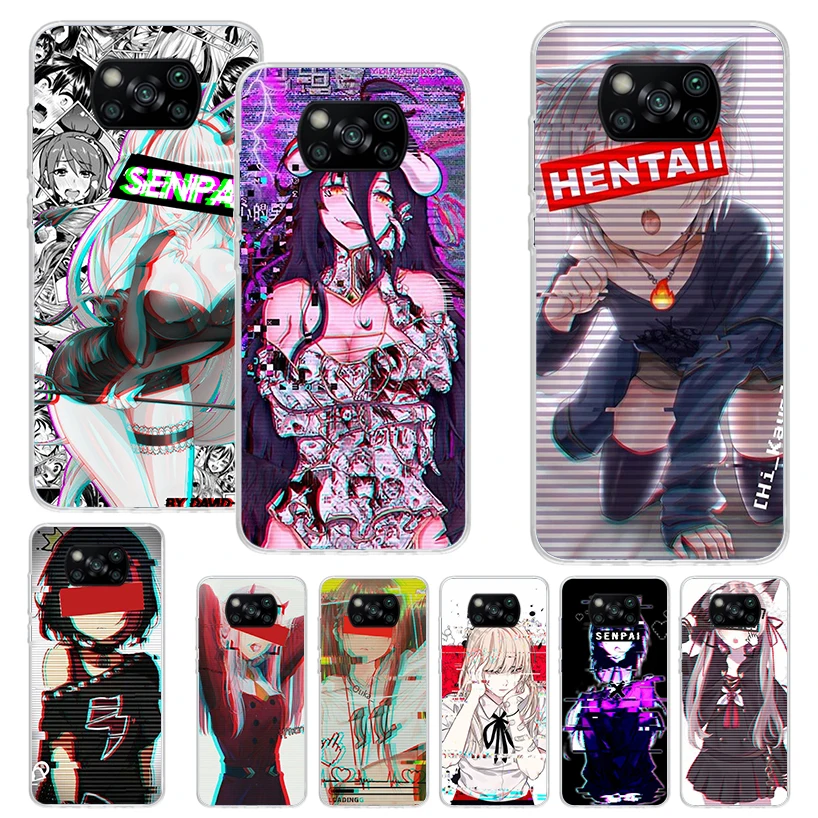 LEWD Sad Girl Japanese Anime Phone Case For Xiaomi Poco X3 Nfc X5 X6 Pro F6 F5 F4 M5S X4 GT M4 M3 F3 F2 F1 Soft Cover Silicone S