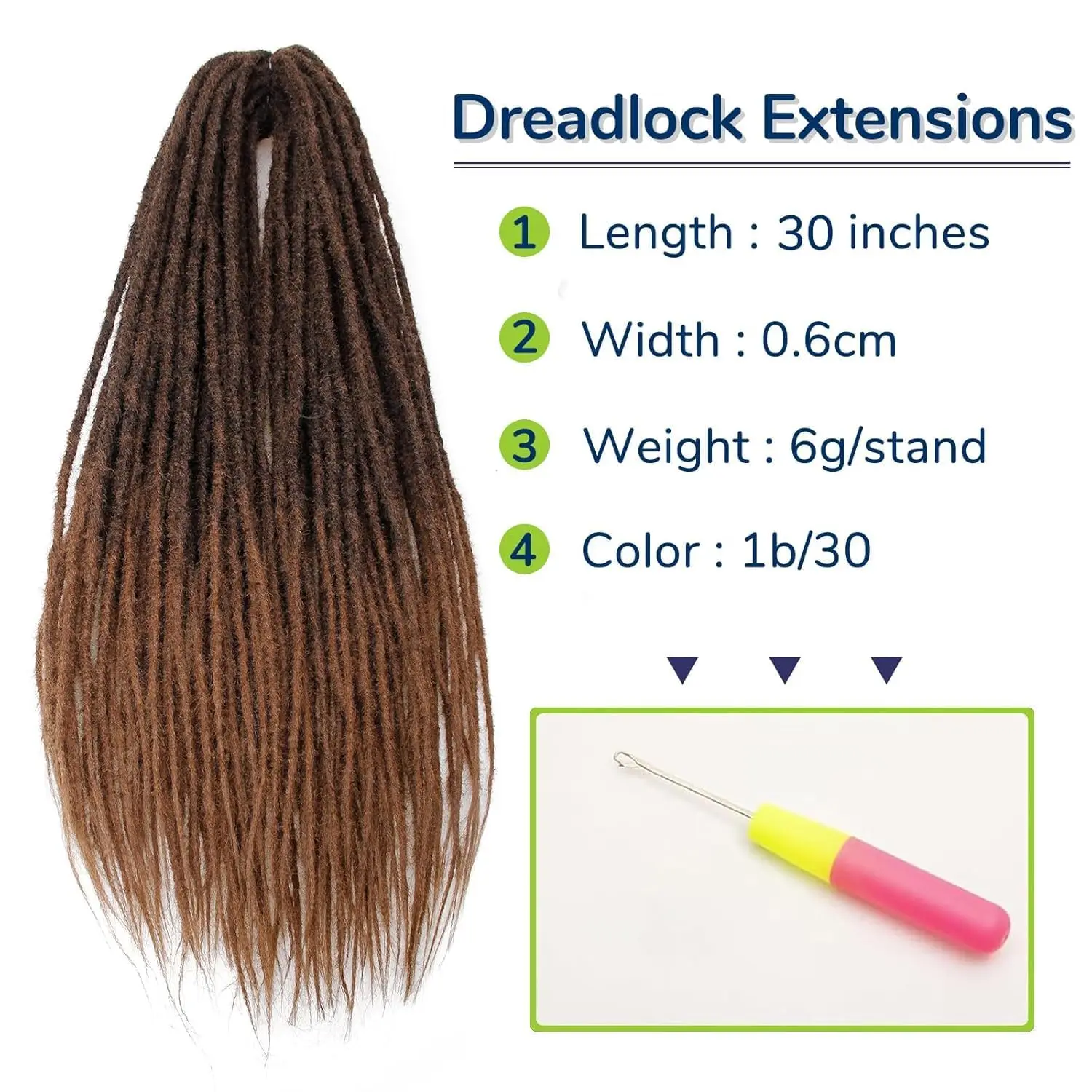 Double Ended Dreadlock Extensions 0.6cm Thin Handmade Soft Synthetic Locs  Hippie Style Crochet Braids for Wome