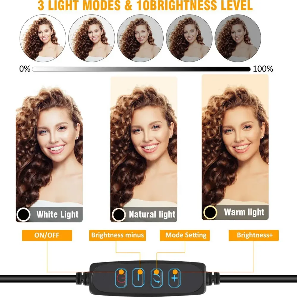 ZOMEI-LED Selfie Ring Light, RGB Phone Tripod, suporte extensível, foto luz para maquiagem, lâmpada de vídeo ao vivo do YouTube, 30cm, 12 ", 130cm